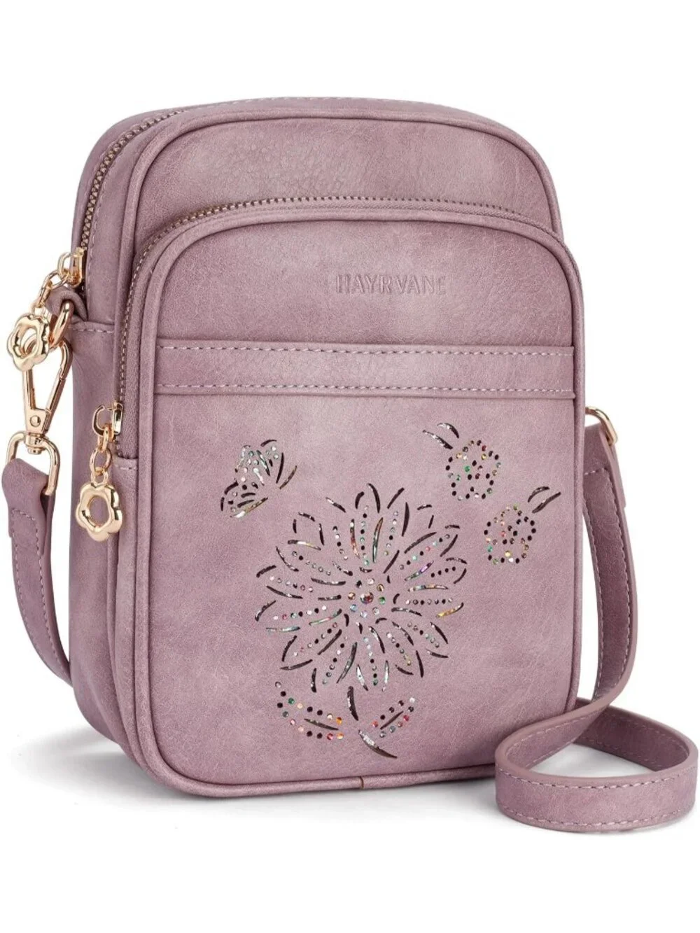 Women's purple Crossbody Phone Purse Triple Compartment Lightweight Shoulder Bag